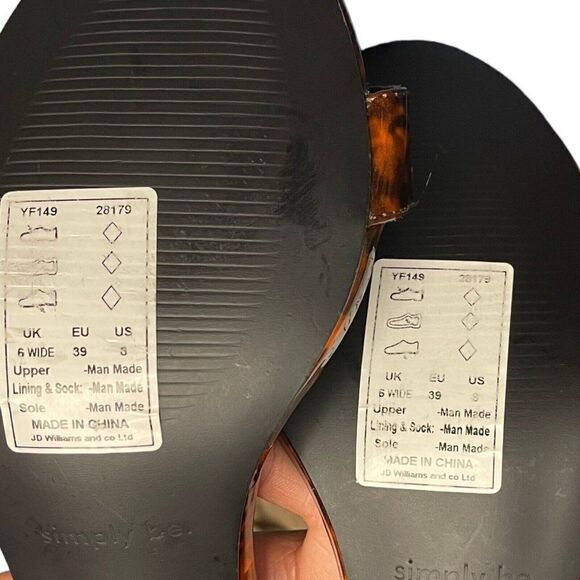 Simply Be Tortoise Ankle Strap Block Heels Womens 8 Wide Brown Open Toe Sexy New - Picture 14 of 15